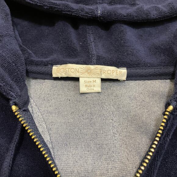 Boston Proper Embroidered Plush Terry Lounge Set | Floral Hoodie Pants Y2K NWOT - Picture 6 of 12